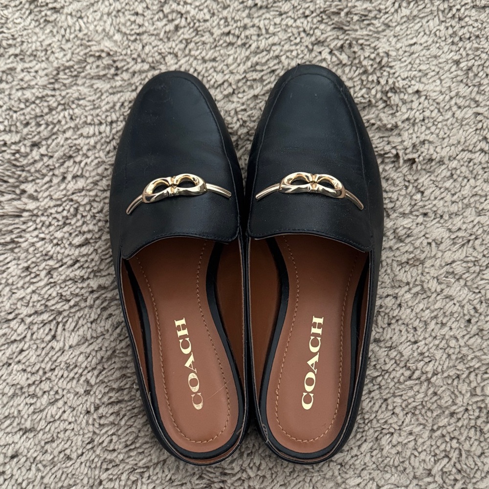 Coach Black Flats with Gold Detail